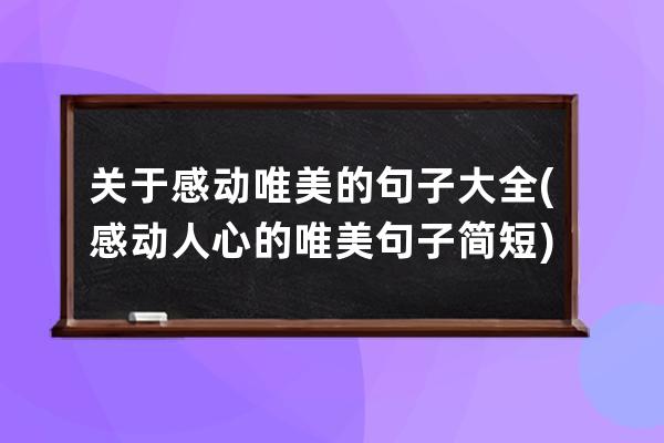 关于感动唯美的句子大全(感动人心的唯美句子简短)